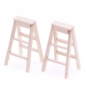 Miniatura scala in legno mobile casa delle bambole, accessorio modello pieghevole decorativo.
