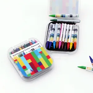 Mini Buntstifte Set in transparenter Kunststoffbox für Puppenhaus, detailreiches Zubehör.