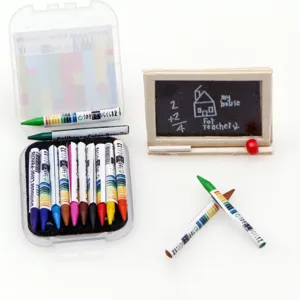 Puppenhaus Mini Buntstifte und kleine Tafel Set für Puppen Fotografie Requisiten.
