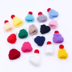 Mini knitted woolen hat DIY craft accessories miniature colorful doll hats decorative items