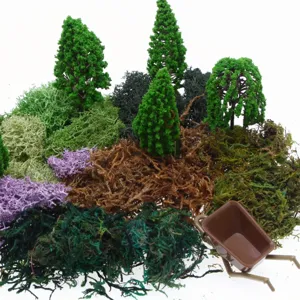 Preserved moss landscaping materials DIY micro landscape green plants miniature trees for home decor.