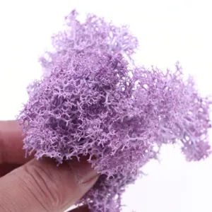 Close-up detail of purple preserved moss coral grass, perfect for DIY micro landscape decor.