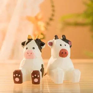 Mignon vache en bois support de telephone de bureau ornament en bois massif bureau