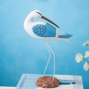 Wooden art bird sculpture modern creative home decor Nordic style office desk ornament