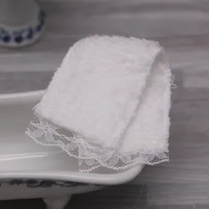 Dollhouse miniature bathroom lace towel for doll bath scene prop decoration model white