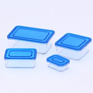 Miniature transparent plastic food storage box detail view, perfect for dollhouse props.
