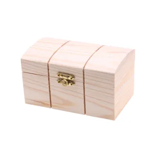 Unbemalte Holztruhe Aufbewahrungsbox mit vintage Messingverschluss fur Schmuck Geschenke.