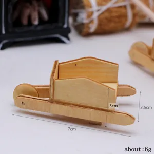 Miniature wooden wheelbarrow dollhouse accessory tiny garden cart decor pieces
