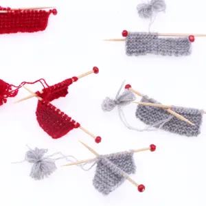 Miniature knitted sweater dollhouse props set, cute tiny yarn crafts for BJD DIY display.