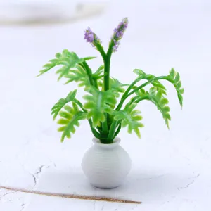 Détail du modèle de plante verte miniature pour maison de poupée, fleur artificielle pour paysage.