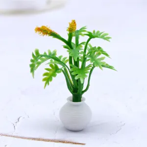 Plante en pot miniature maison poupée modèle feuillage vert jardin micro paysage