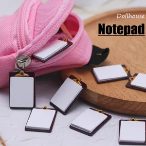 Set de cuaderno en miniatura para casa de muñecas con mochila rosa accesorios kawaii