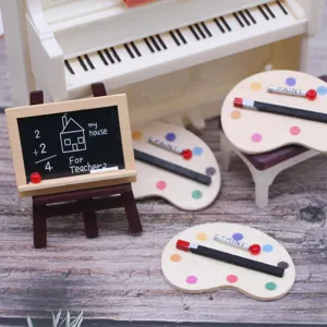 Puppenhaus Miniatur Holz Tafel Palette Stafflei Set für Heimdekoration Detailansicht