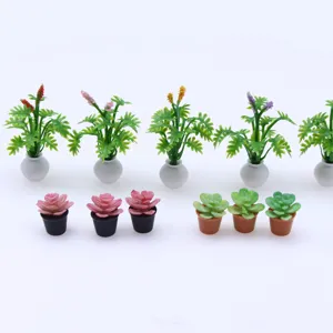 Ornements de fleurs de jardin miniatures de maison de poupée, mini plantes succulentes en pot.