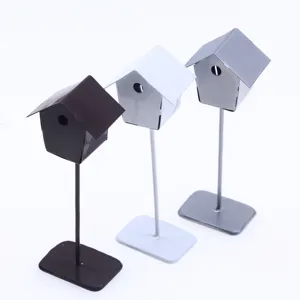 Mini iron birdhouse decoration for dollhouse, micro landscape miniature pastoral style set.