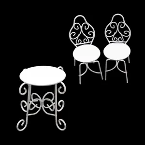 Ensemble de table et de chaise de jardin en fer miniature maison de poupée meubles