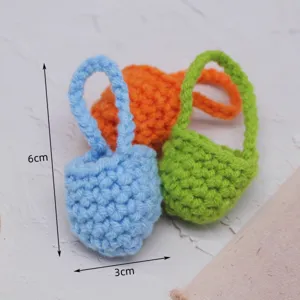 Mini borsa in lana crochet per casa delle bambole BJD bambola in miniatura borsa a tracolla 3cm 6cm