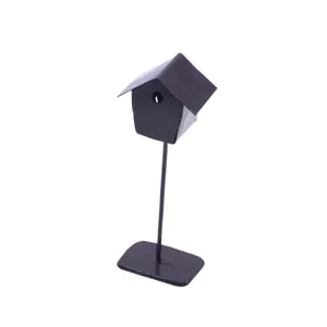 Mini iron birdhouse miniature dollhouse garden landscape decoration black metal bird nest
