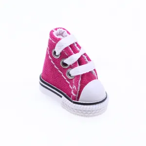 Mini scarpe da bambola alte in tela rosa 3.5cm BJD giocattolo accessorio dettaglio
