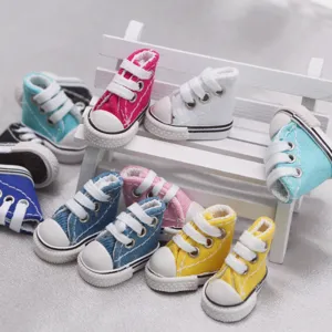 3.5cm miniatura casa delle bambole scarpe di tela simpatiche sneakers casual high top bjd