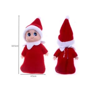 Christmas elf doll ornament red felt miniature dollhouse figure holiday decor 10.5cm