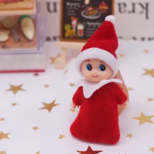 Miniature Christmas elf doll plush toy for dollhouse decoration and photography props cute.