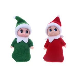 Christmas elf dolls set plush red green shelf sitter holiday decor photo props