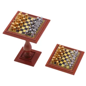 Miniaturen metalen schaakset poppenhuismeubels miniatuur bordspel model speelgoed accessoires