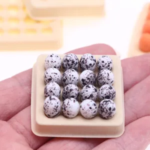 Miniature dollhouse resin speckled egg tray model for micro kitchen food play scenes and DIY.