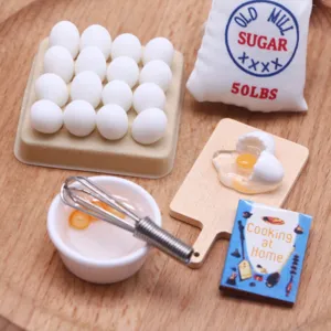 Dollhouse miniature kitchen egg tray food play set, cute micro doll house toy accessories.