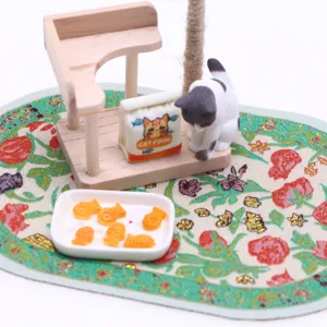 Miniature dollhouse carpet Turkish woven floor mat for Blythe micro living room scene decor