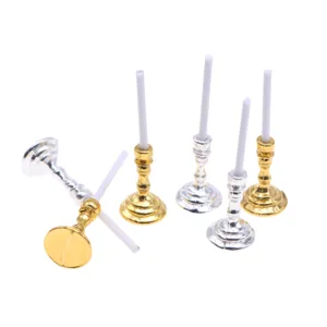 Miniature de maison de poupée bougeoir accessoires or argent modèle simulation OB11.