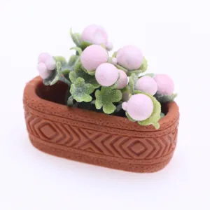 Miniature artificial potted plant detail for dollhouse and micro landscape decoration accessories.
