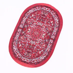 Miniature oval Turkish woven rug detail, perfect for dollhouse and micro scene decoration.