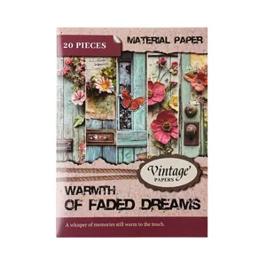 20pcs vintage floral wooden door material paper for junk journal scrapbooking DIY art