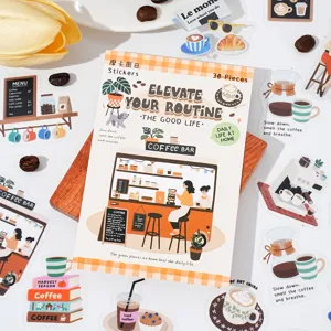 30pcs coffee theme stickers pack aesthetic waterproof decals for laptop phone water bottle