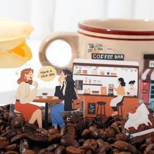 Aesthetic coffee theme decorative stickers pack for laptop phone case diary journaling