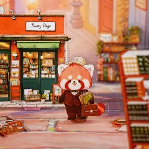 Cute red panda reading scene sticker set, decorative DIY waterproof sticker for your daily journal.