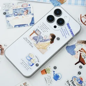 15pcs cozy lifestyle girl PET stickers aesthetic journaling scrapbooking DIY crafts decoration