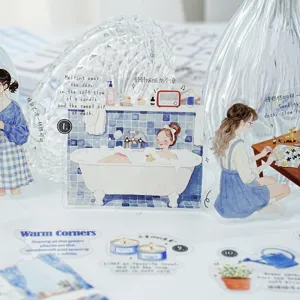 Ins style cute daily life girl PET stickers set for DIY craft journaling scrapbooking decor.