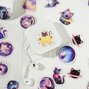 Set adesivi gatto cielo stellato carino impermeabile DIY diario decorazione sticker 46pz