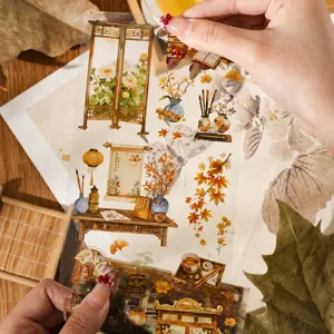 Chinese Style PET Stationery Tape Vintage Scenic Design Scrapbooking DIY Decorative Sticker Rolls Journal Supplies