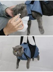 Hamac de toilettage pour chat sac de retenue en maille respirante pour couper les ongles