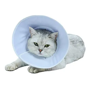 Soft Cotton Stripe Pet Recovery Collar Breathable Adjustable Elizabethan Cone For Cats Anti Licking Wound Healing Protector
