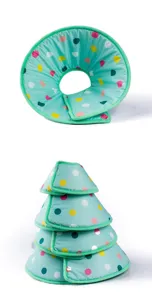 Soft pet Elizabethan collar, cat dog recovery cone with cute colorful polka dots design.