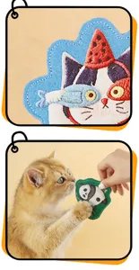 Cute cat felt toy with cute embroidered animal patterns, perfect interactive pet toy for cats.