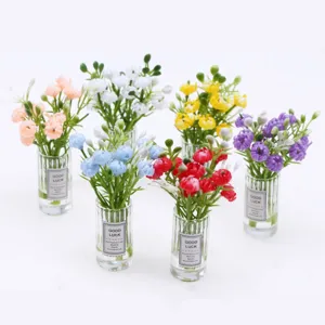 Miniatur Puppenhaus Simulation Blumen Vase Set, süße Mikro Landschafts Deko Accessoires.