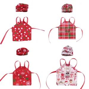 Natale miniatura bambola grembiule cappello da cuoco set ob11 casa delle bambole accessori