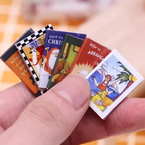 Dollhouse miniature books set, tiny comic magazine models for doll house decoration and play.