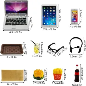 Ensemble de modèle de nourriture de téléphone portable de tablette d'ordinateur de maison de poupée